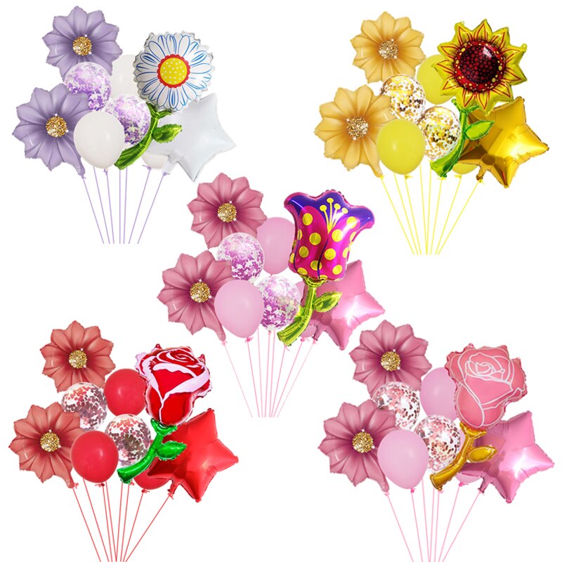 9 stk solsikke tusenfryd rose folie ballonger rosa hvit blomst luft globos baby dusj valentines bryllup bursdagsfest dekorasjoner