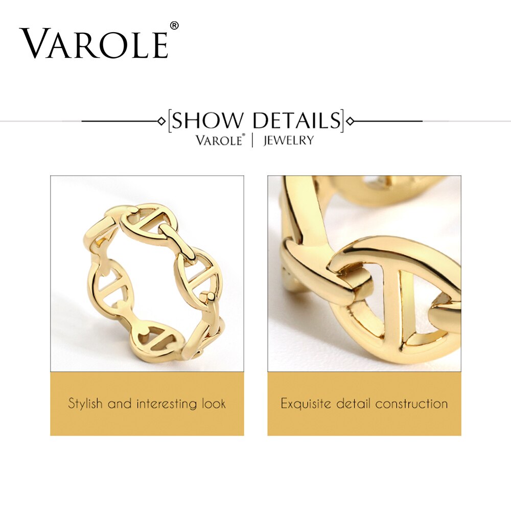 Varole coreano oco cobre ouro cor anel de casamento para as mulheres moda anéis de noivado jóias anillos mujer anel