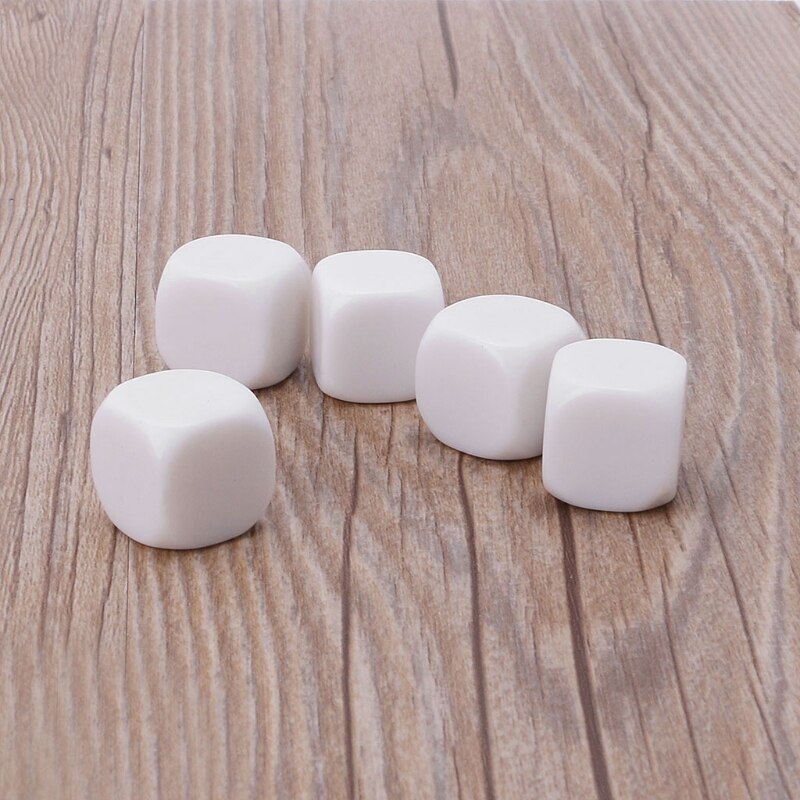 5 pcs 20mm Dice Dados Em Branco Acrílico Branco Kid Toy DIY Pintura Escrita Graffiti Família Jogos Acessórios