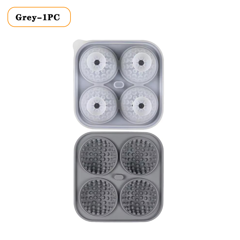 1/3/5PCS Ice Cube Mold 3D Golf Ice Puck Hockey Tray Mold Whiskey Silicone Ice Box Silicone Ice Tray Ice Hockey with Funnel: GRAY