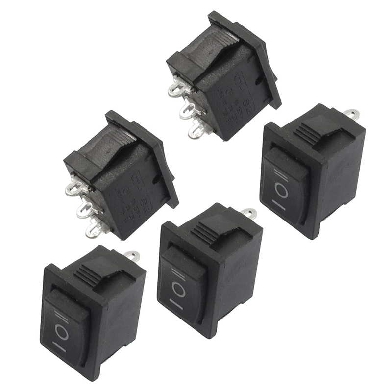5Pcs Red Illuminated Light On/Off Dpst Boat Rocker Switch 16A/250V 20A/125V Ac &amp; 5Pcs Spdt On/Off/on Mini Black 3 Pin Rocker Swi