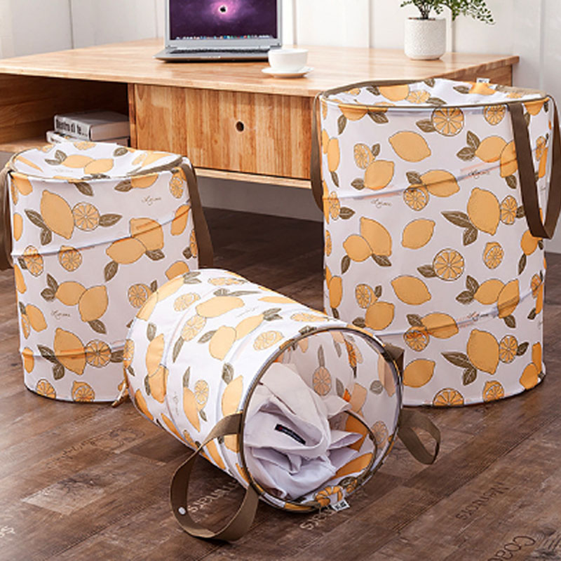 Folding Storage Basket Dirty Clothes Basket Oxford With Zipper Cover Clothing Toy Organizer LaundryBasket Home Storage Bucket