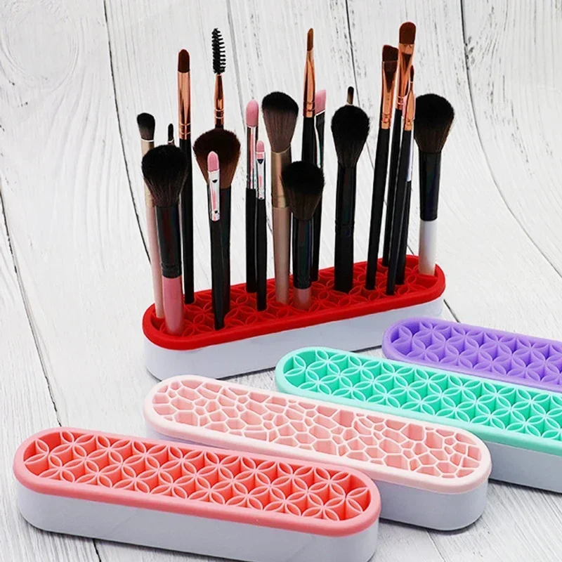 Étagère porte-brosse de maquillage porte-stylo à ongles présentoir support mallette de rangement de brosse organisateur en Silicone étagère de séchage pour pinceau de maquillage