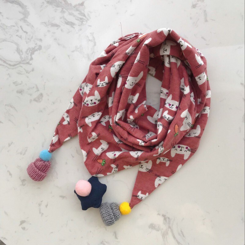 Mode Baby Sjaal Meisjes Driehoek Bib Sjaals Herfst Winter Jongens Sjaal Katoen Kinderen Halsbanden Warm Kids Halsdoek: red cat