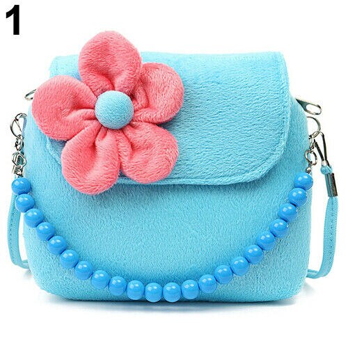 Kid Meisje Handtassen Prinses Bloem Schoudertas Mini Purse Kind Crossbody Tassen: Blauw