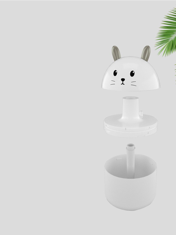 Schattige Konijn Mini Luchtbevochtiger 250Ml Aroma Etherische Olie Diffuser Voor Home Auto Usb Fogger Mist Maker Met Led night Lamp