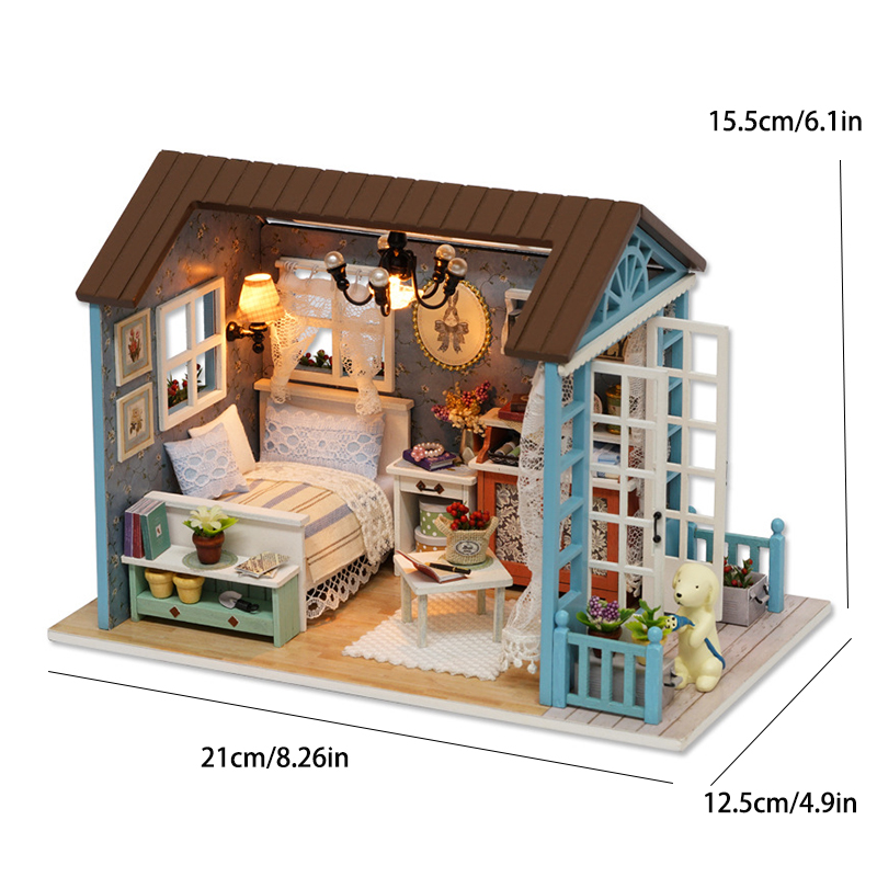 DIY 3D Bakkerij Poppenhuis Houten Miniatuur Poppenhuis Kit Meubels Modern Huis Model Speelgoed Kinderen Creatieve Meisje Verjaardagscadeautjes