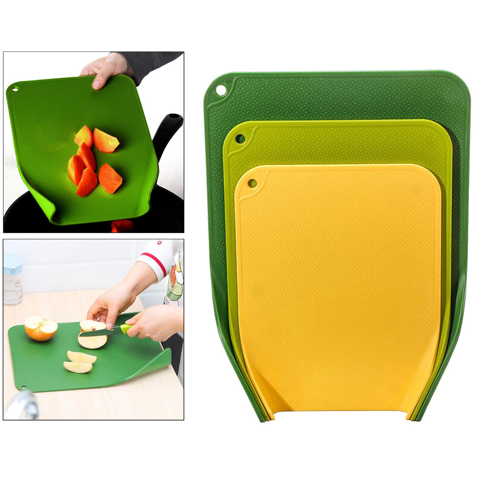 Cutting Boards for Kitchen Plastic Set of 3 Eco-Friendly Cutting Board for Chopping Meat Vegetables Fruits Cheese