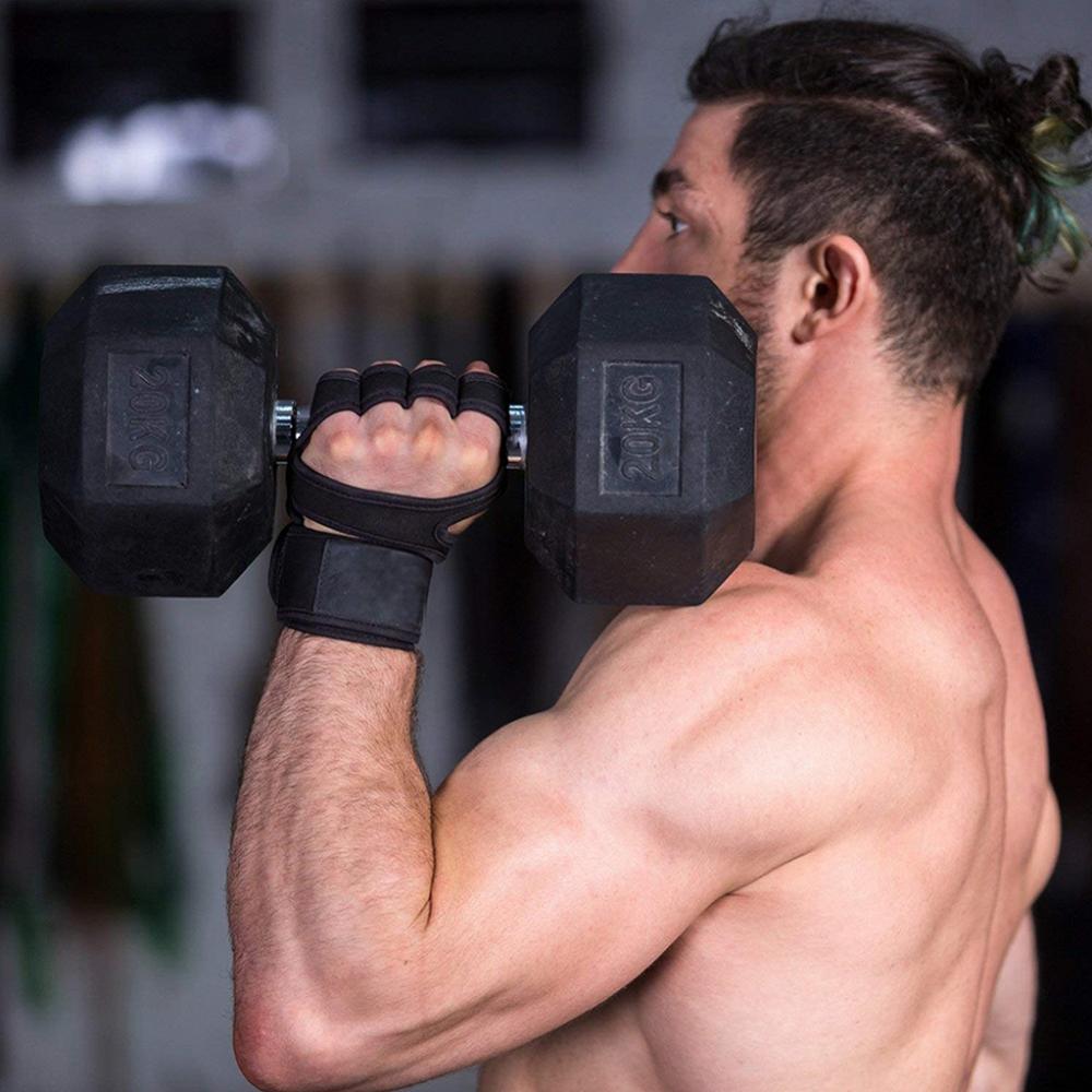 Gym fitness handskar tyngdlyftning träningshandskar hand palm protector bodybuilding träning kraft hantel grepp kuddar