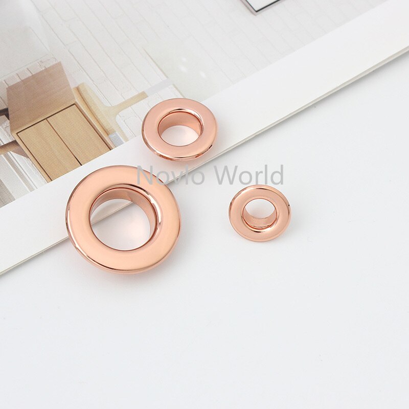 50-100 Stuks Koper Materiaal 6Mm 8Mm 10Mm 12Mm Rose Gold Geduwd grommet Tassen Ingedrukt Ronde Oogjes