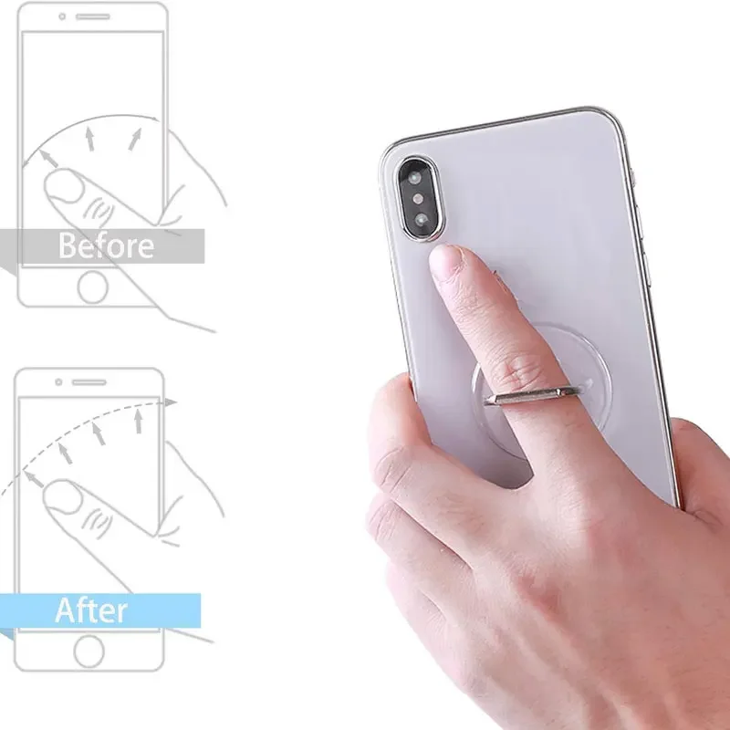 Soporte de anillo para teléfono móvil, bucle de agarre transparente para dedo, soporte de rotación de 360 grados, Compatible con todos los tipos de teléfono inteligente, 1/4 Uds.