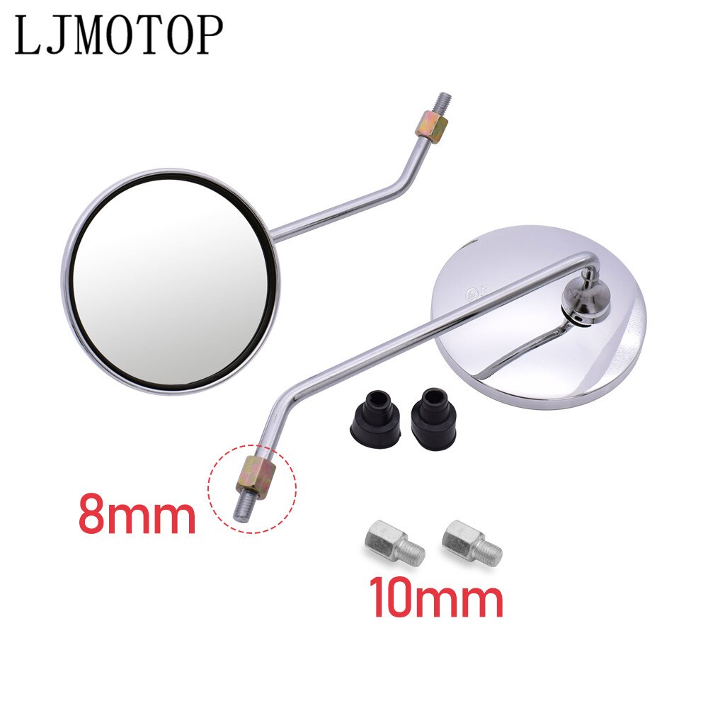 For Suzuki GSR 600 750 GSX S750 R 750 600 SFV SV 650 TL1000S Universal Motorcycle Mirrors Aluminum Chrome Round Mirror Long Stem