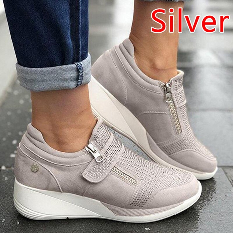 Loozykit directe femmes chaussures plates respirant sport décontracté couleur Pure plate-forme chaussure Sneaker: 2 / 11