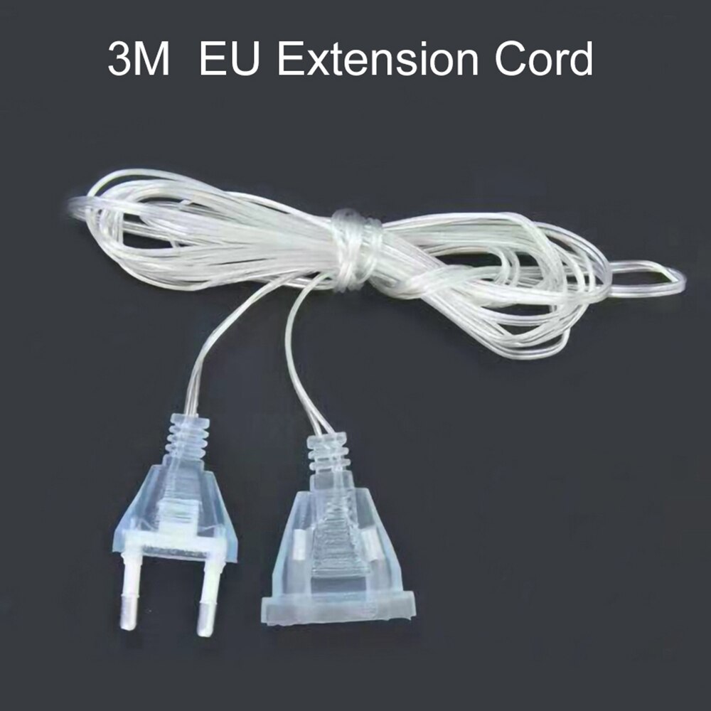 3M 5M Power Extension Cord Plug Extender Wire Extension Cable Standard Switch Cable EU US Plug for LED String Light Christmas: 3M EU Plug Cord
