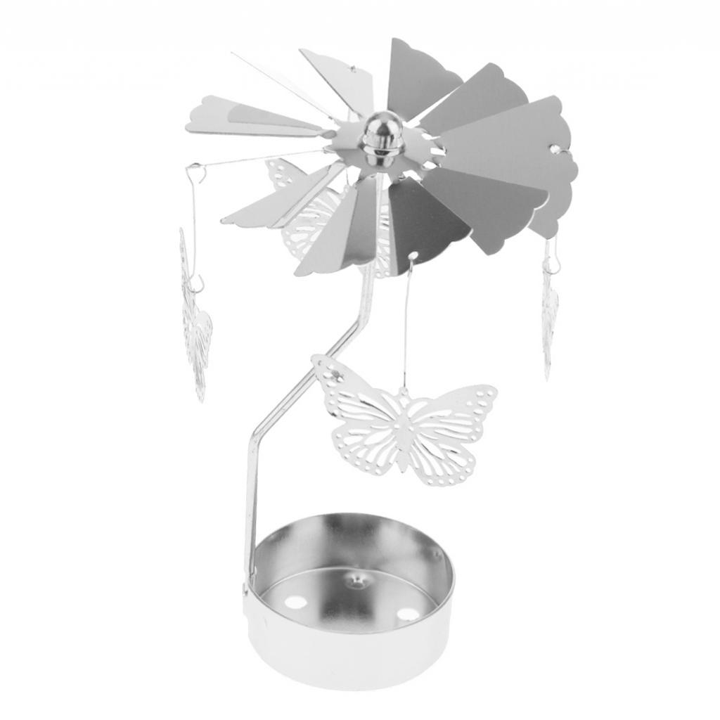 1x Thee Licht Kaars Houder Zilver Roterende Stijl Kandelaar Xmas Decor: Butterfly