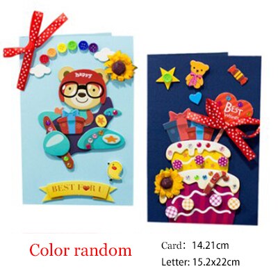 DIY 3D Cartoon Greeting Card Thanks Card Graduation Card Teacher Friend Classmate Brithday Card For Children Kid Toy: color random-8