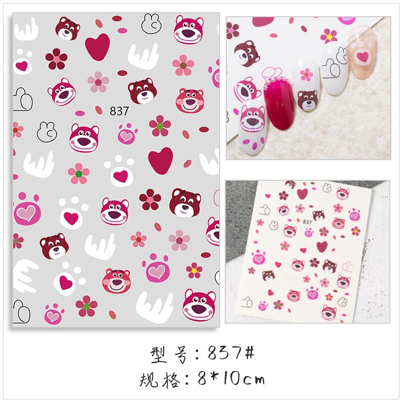 Dessin animé chien/chat/canard Nail Art autocollant belle chiot transfert d'eau décalque enveloppement complet mignon animaux curseur Nail Art décoration 1 pièces: 3