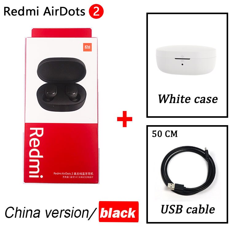 Xiaomi Redmi AirDots 2 TWS Wireless Stereo Bluetooth 5,0 Kopfhörer Noise Reduction Freisprecheinrichtung AI Voice Control Airdots Generation: airdots 2 whit case