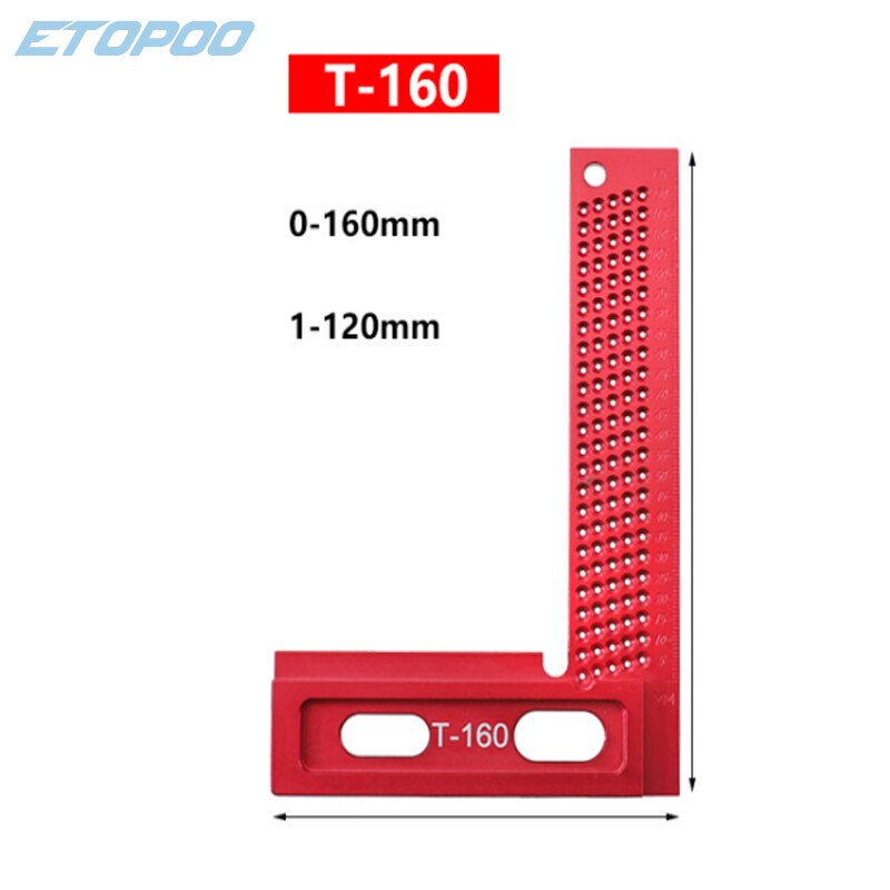 Aluminium 90 Graden Pleinen L Vorm Haaks Lijn Heerser Kraspen Gauge Timmerman Houtbewerking Gereedschap 1Pcs Rood: 160MM Metric