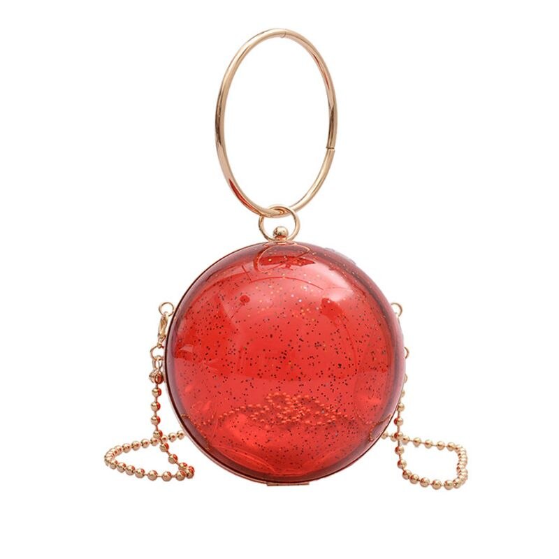 Ronde, doorzichtige dameshandtas voor gala, bruiloft, feest, avond, banket, tas  lx9f: Rood