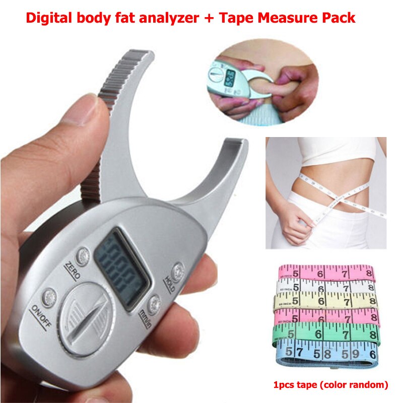 Body Fat Caliper Monitoren Elektronische Digitale Lichaamsvet Analyzer + Meetlint Pack Huid Spier Tester Digitale Adipometers