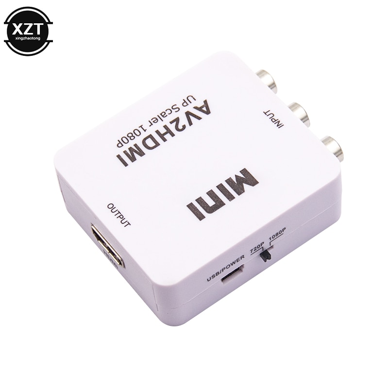 Mini  av2 hdm 1080p rca av hdmi cvbs naar hdmi converter box 3 rca av naar hdmi video adapter voor hdtv tv pc dvd xbox projector