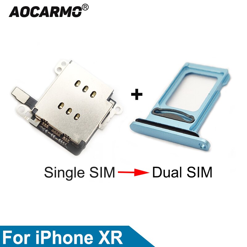 Aocarmo 1Set Voor Iphone Xr Dual Sim Card Reader Flex Kabel + Sim-kaart Lade Houder Slot Adapter Vervanging deel