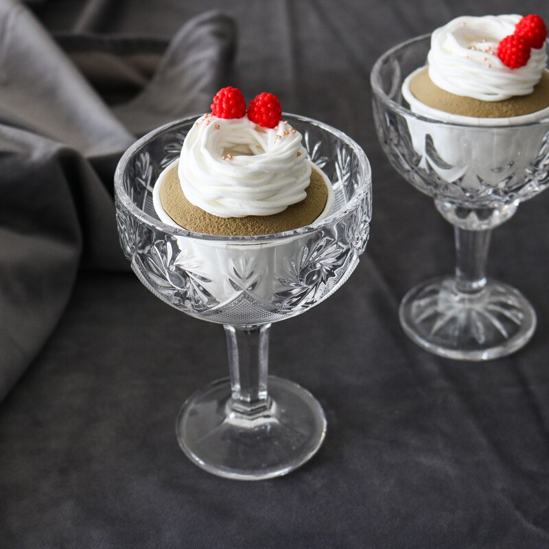 Vintage Pearl Relief Glass/Crystal Glass/Ice Cream Cup
