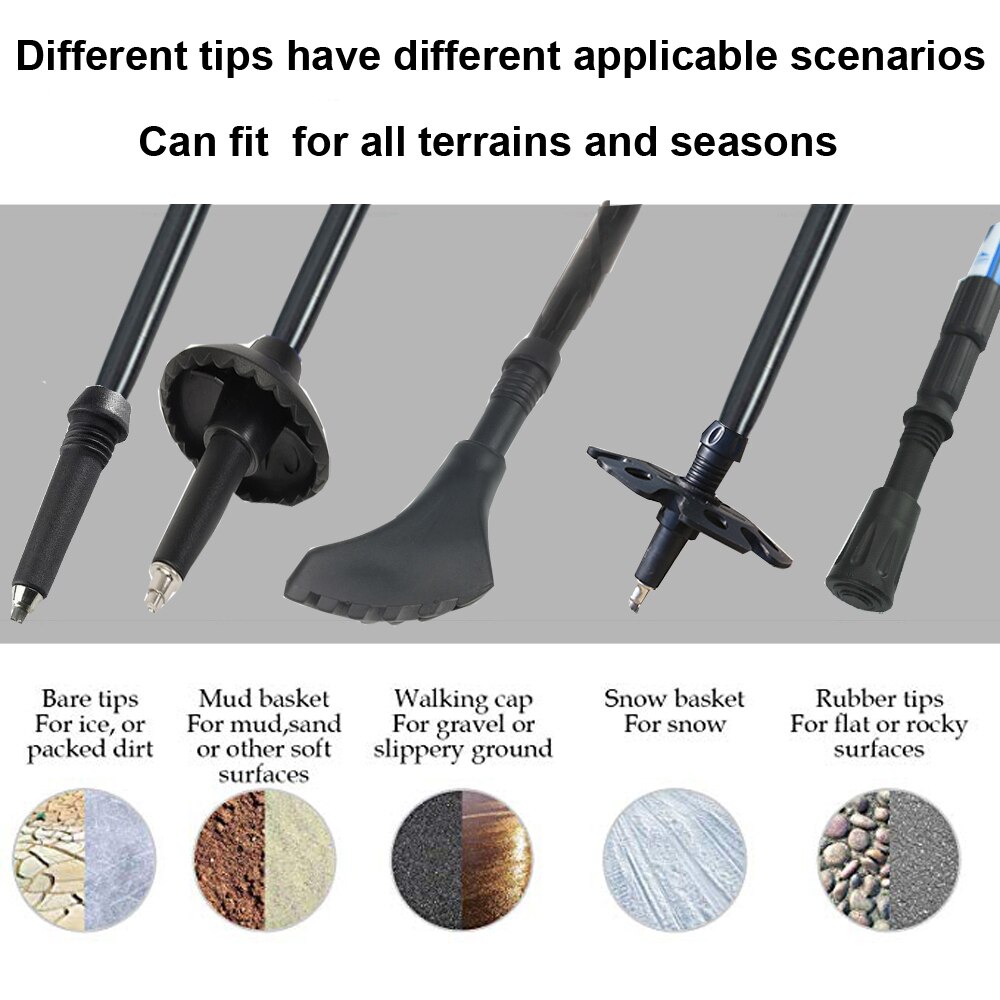 210g/pc Nordic Walking Stick Carbon Fiber External Quick Lock Trekking Pole Hiking Telescope Stick Shooting Crutch Senderismo