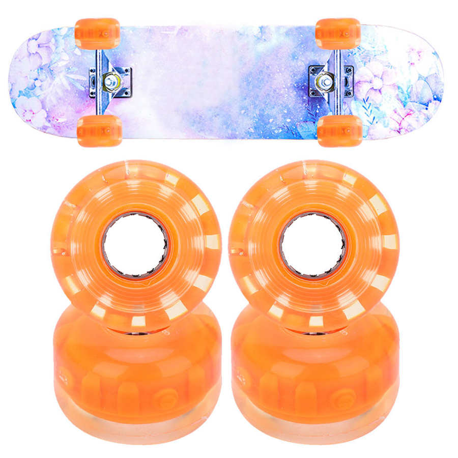 4pcs Skateboard Wheel High Elastic PU Skateboard Flashing Wheel 52mm Anti-Skid No Noise Skateboard Wheel