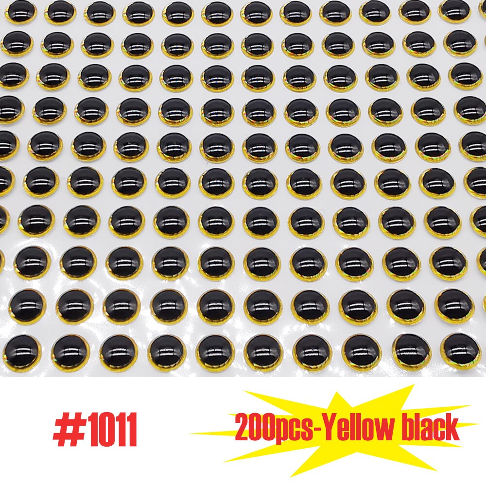 Jerry pêche leurre yeux 200 pièces lazer 3D dur appât matériel accessoire: 200pcs Yellow black / 3.5mm