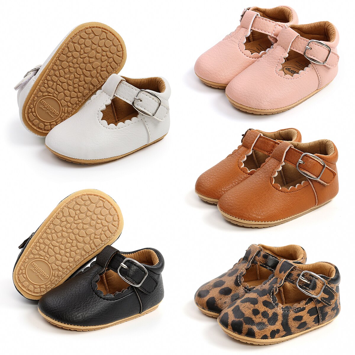 Spring T-bar Baby Shoes Pu Leather Hard Sole Newborn baby Moccasins Shoes infant Leopard baby Prewalker Non-slip Firstwalkers