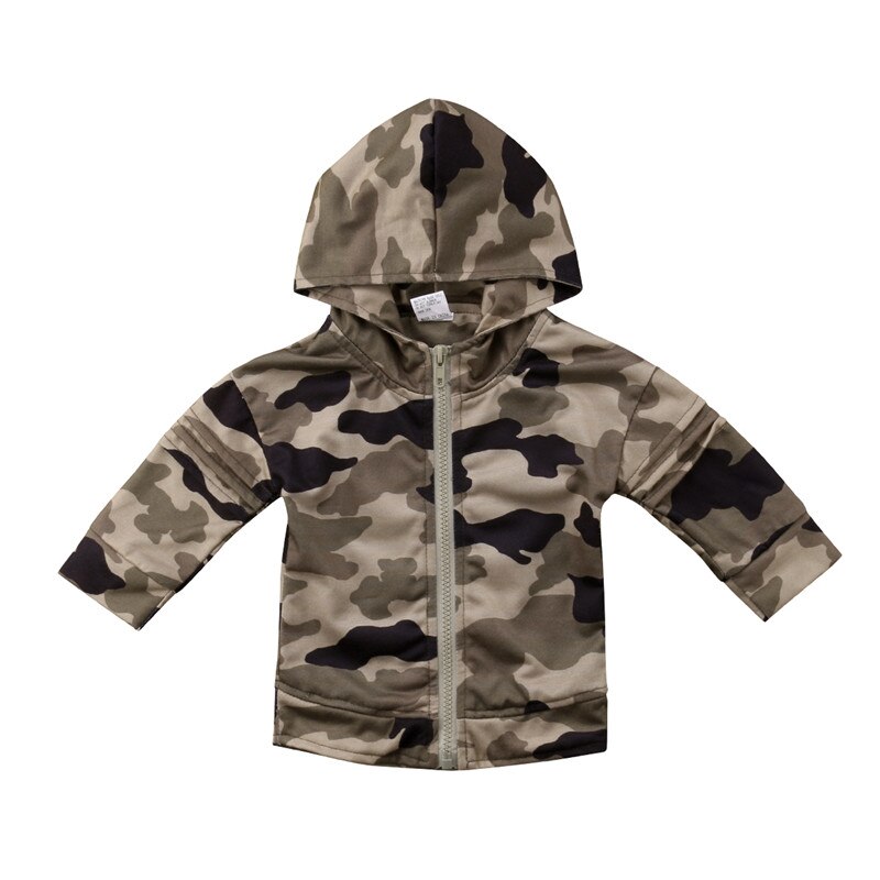 Winter Herfst Warm Peuter Kids Jongens Jas Meisjes Jassen Zip Lange Mouw Camo Hooded Tops Jasje Hoodies