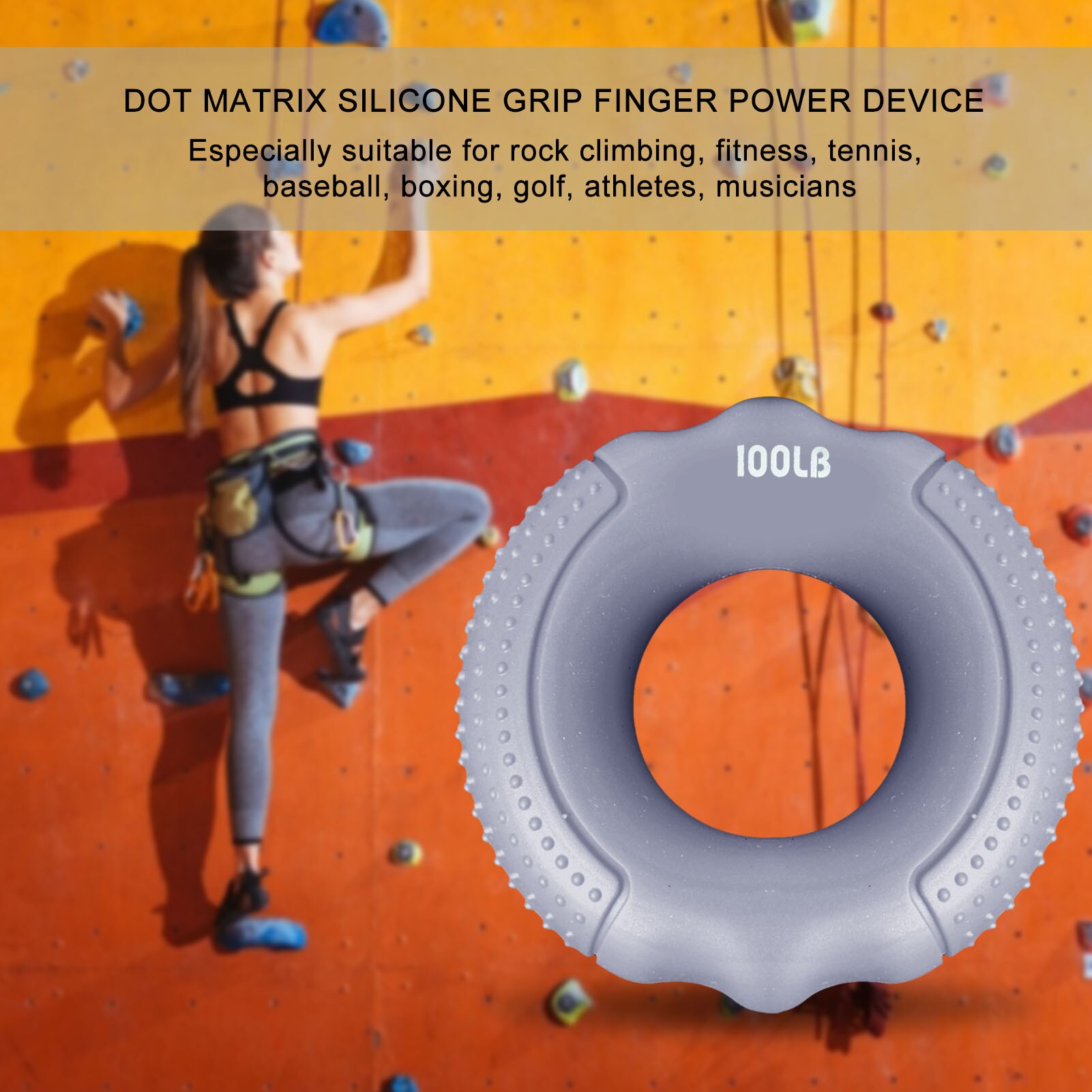 Portable Finger Mark Silicone Grip Ring Adjustable Hand Grip 20-100LB Grip Ring Muscle Trainer