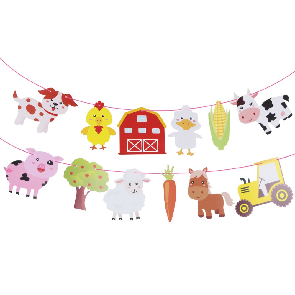 Gård tema fest banderoll djur gjutning tecknad bunting dekoration papper hängande banner för födelsedagsfest: Default Title