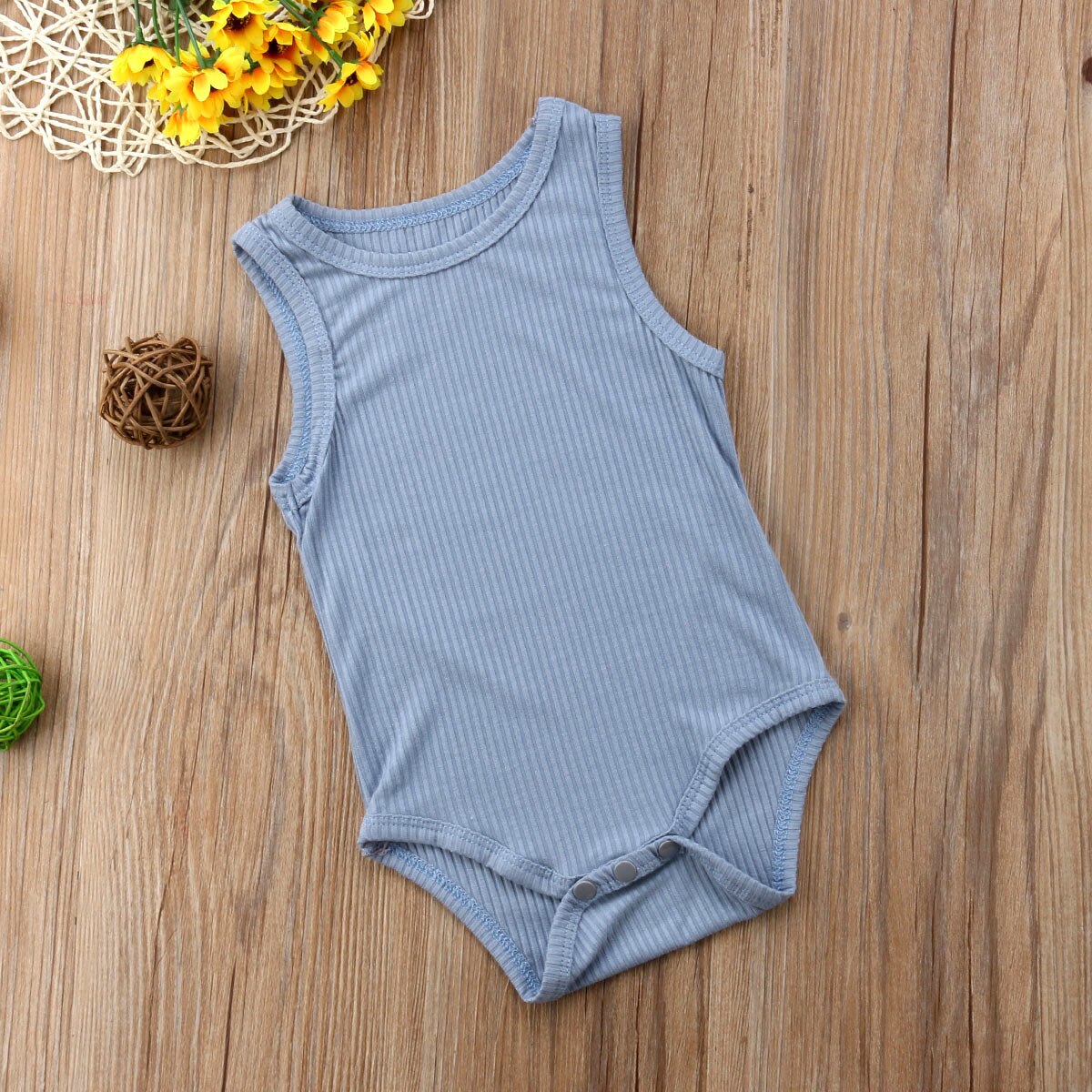 Baby Jongen Meisje romper katoen mouwloze gestreepte Zomer Romper Katoenen Kleding Outfits 0-24 m: Blauw / 24M