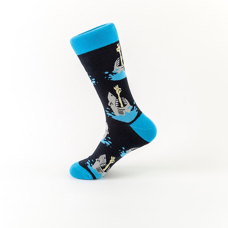 MULAYA-calcetines con temática de tiburón para hombre y mujer, medias divertidas de ocio, deportes, entretenimiento, grupo de peces y tiburón grande, a la: Piranha