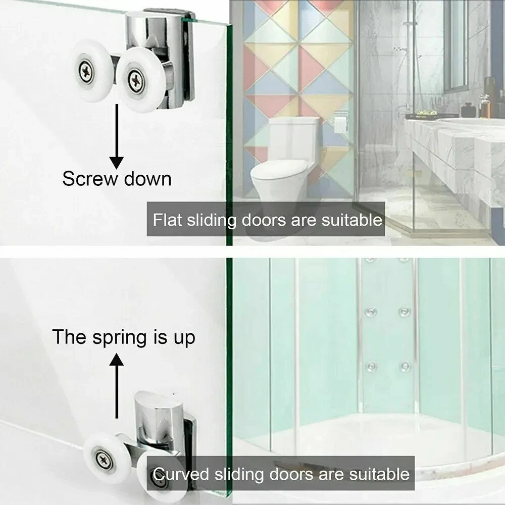 4 Stuks Douchescherm Deurrollen Zink Legering Lopers Wielen Twin Top Vervanging Douchedeur Rollers Wielloper Katrollen