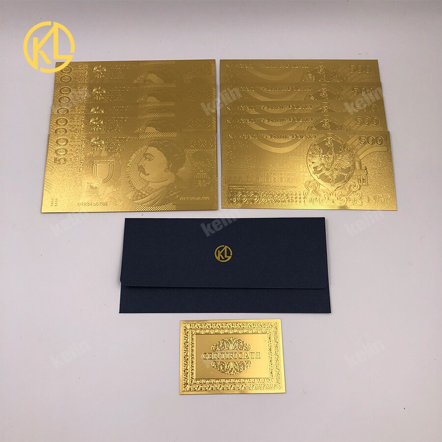 10Stck 50 PLN ZLOTY Polen Gold Farbe Banknote PAPST JOHANNES paul II Für sammlung 999 Gold für Souvenir sammlung: Licht Gelb