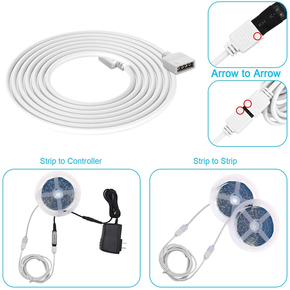 4 Pin Rgb Led Strip Connector Extension Cable Cord Wire Wit Rgb Connector 4 Pin Naald Voor Led Rgb 2835 5050 Licht Strip Kabel