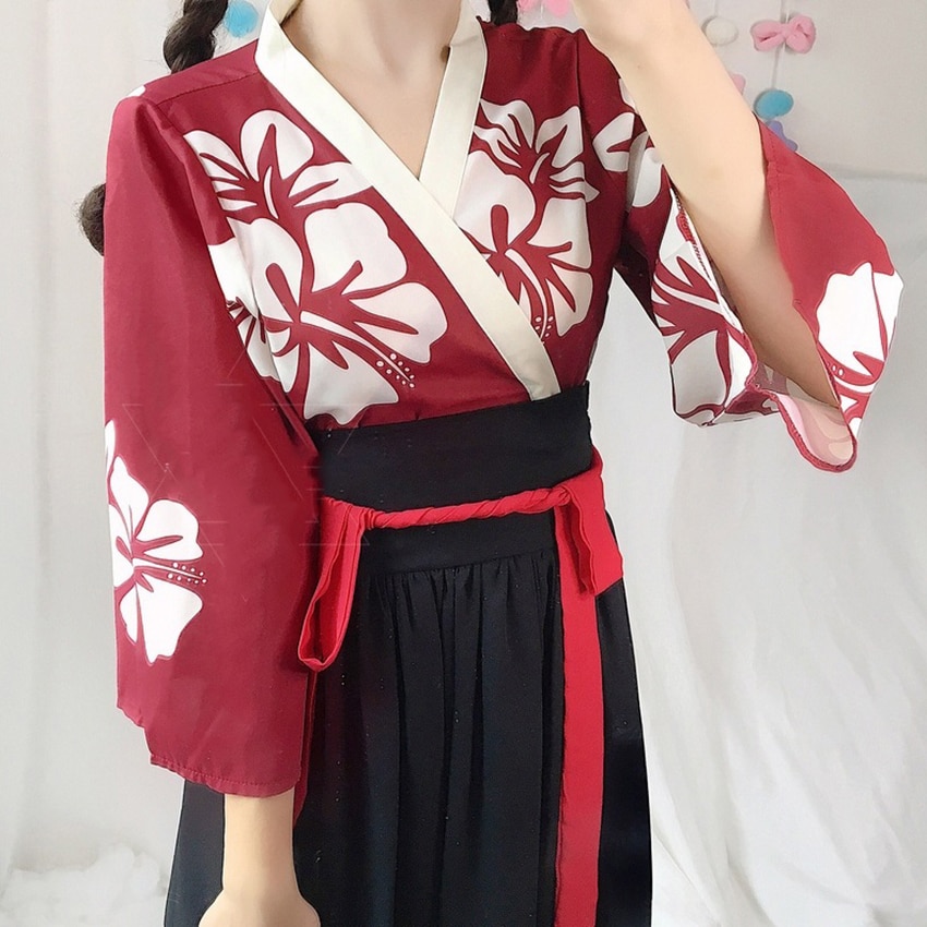 Japanse Kawaii Meisjes Stijl Kimono Jurk voor Vrouwen Bloemenprint Vintage Thee Party Aziatische Kleding Vestidos Japan Yukata