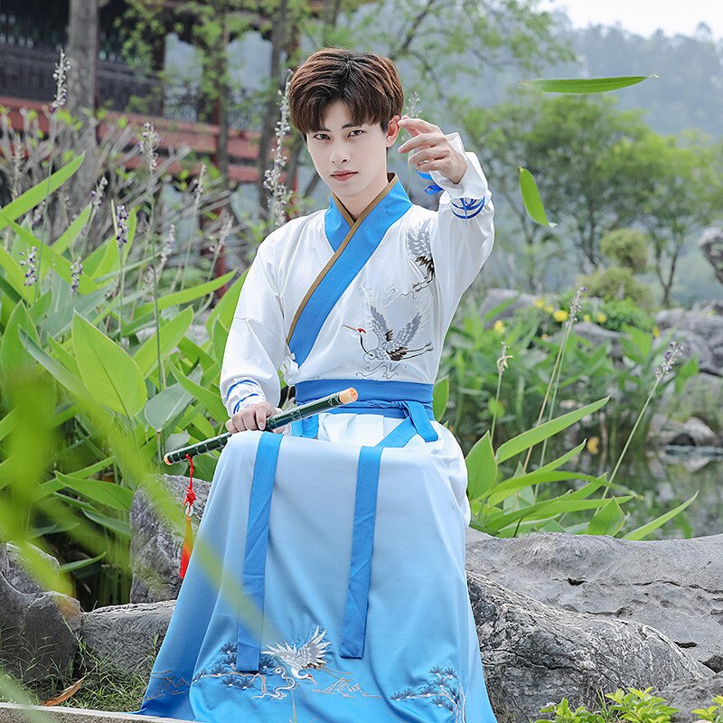Traje chino Hanfu bordado tradicional para hombres, traje Oriental de espadachín, danza folclórica, ropa de actuación, Cosplay