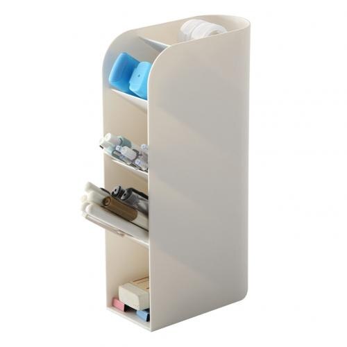 Vertical Storage Box Pencil Pen Brushes Cosmetics Tool Holder Organizer Case: White