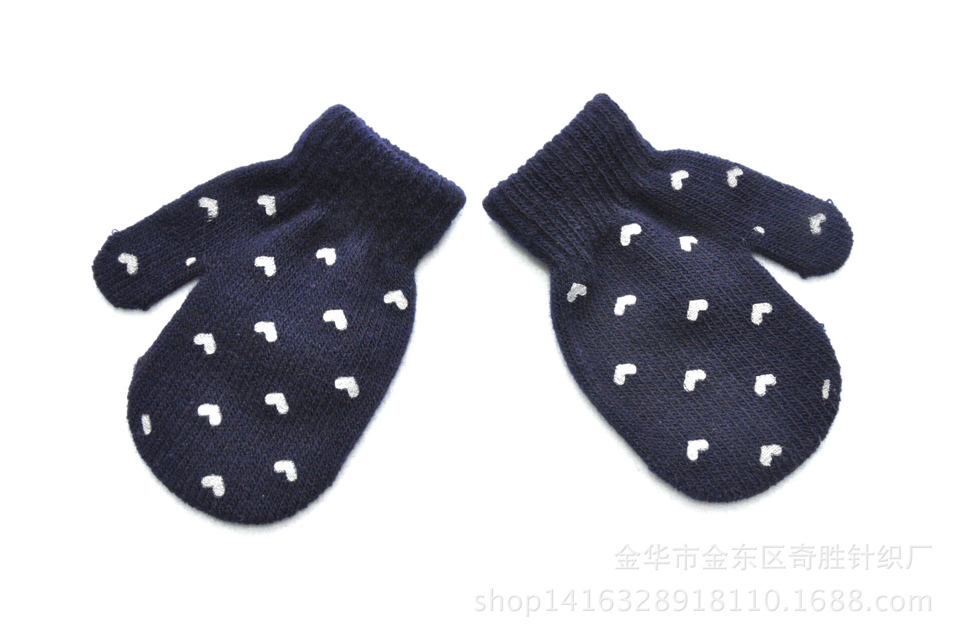 Kinder Handschuhe Winter Warme Baby Fäustlinge Gestrickte Jungen Und Mädchen Handschuh Für Alter Von 1-4 Jahre Alt: dark blue heart