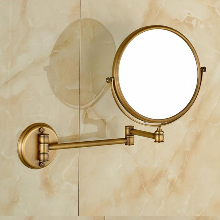 Antique bathroom folding makeup sided mirror retractable folding magnifier beauty mirror Rose gold: gold