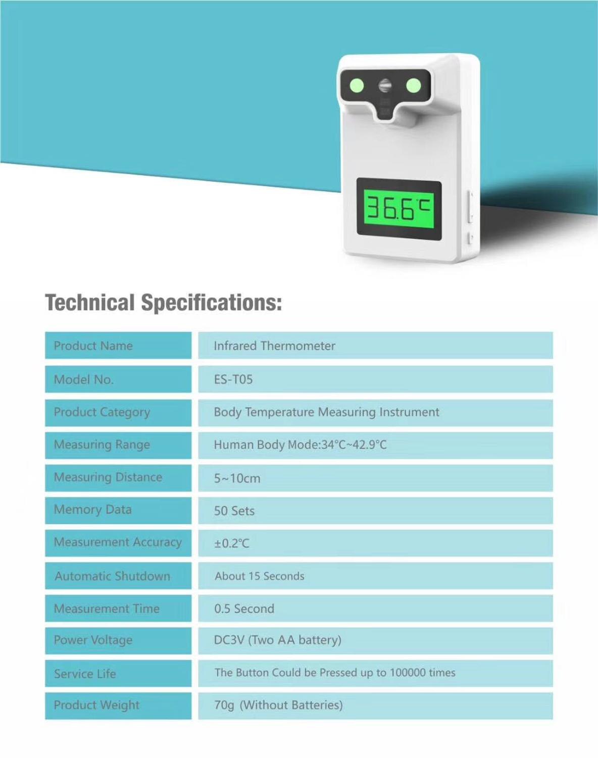 Berøringsfri infrarød temperaturmåling  k3 m3 pande med feberalarm vægmonteret automatisk temperatur digitalt display
