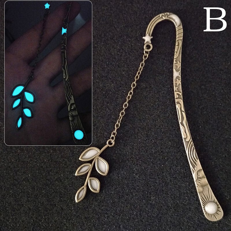 Book Markers Luminous Bookmarks For Books Leaves Crown Label Read Maker Book Mark Stationery A B C 3 Styles Bookmarks For Books: B