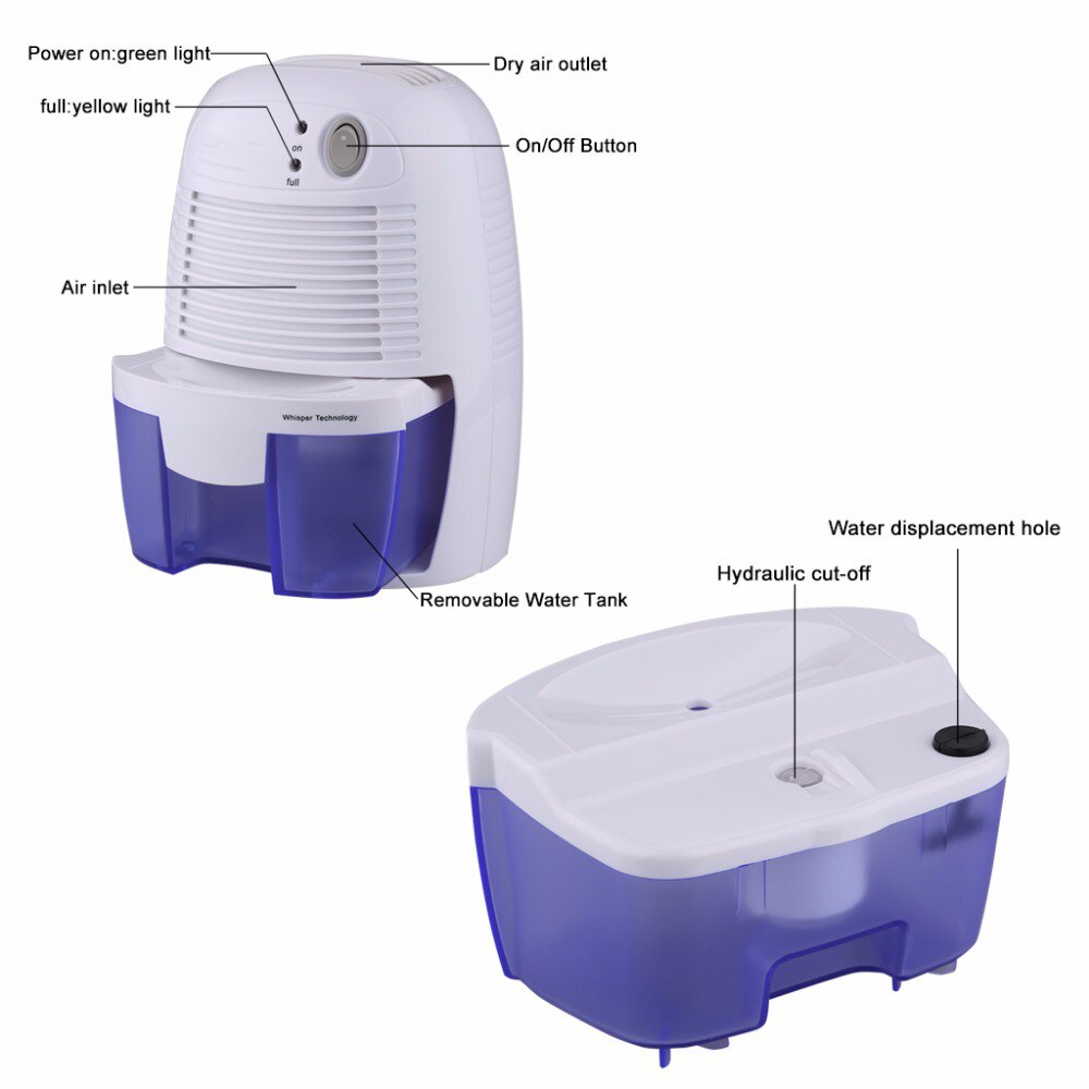 Deshumidificador ITAS2206 Semiconductor, minihumidificador Excelvan doméstico de aire, 500ml