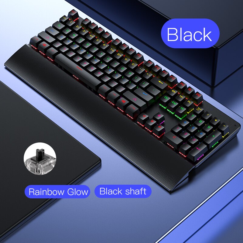 Wired Gaming Keyboard Blue Black Switch Mechanical Keyboard RGB Backlit 104 keys Anti-ghosting Laptop PC Gamer Pink Keyboards: black2 withhand rest