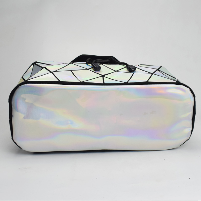 Neue Leucht Frauen Rucksack Schule Hologramm Geometrische Falten Schüler Schule Taschen Für Teenager Mädchen holographische Sack a dos